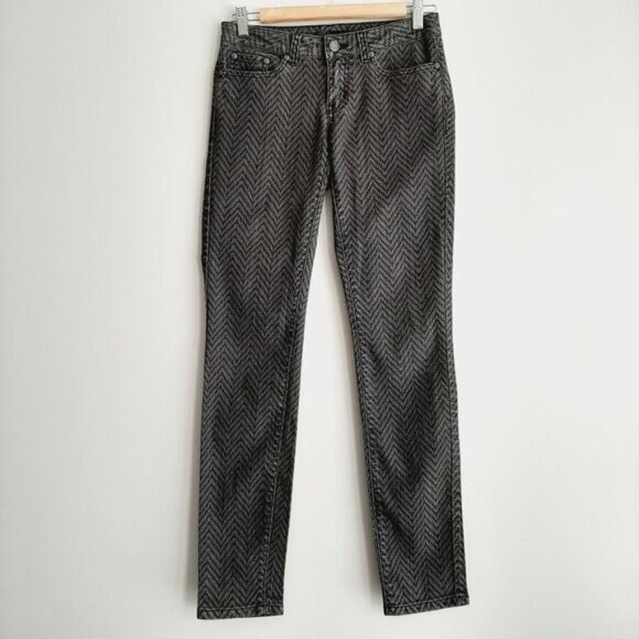 PRANA Kara Slim Fit Zig-Zag Abstract Pattern Jeans Pants Gray Sz 2 - Picture 2 of 15